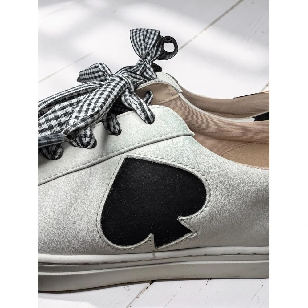 Kate Spade Fez Women's Leather Sneakers White/Blk Size 10 EUC